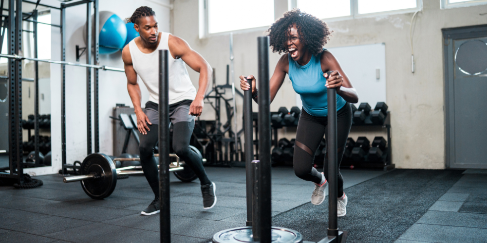 Employee training with coach—building strength and resilience to show how well-being fuels workplace performance.